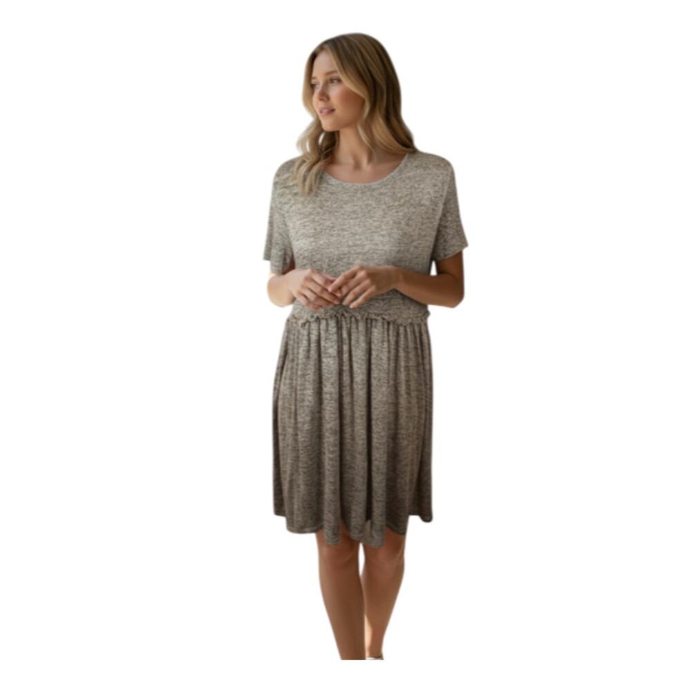 FOREVER ROSE COUTURE CREAM/BEIGE GRAY MARBLED DRESS SZ.L EUC.